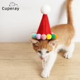 thumbnail image 2 of Sombrero de Navidad con bola de piel de gato, sombreros de perro pequeño, sombrero de fiesta de cumpleaños de gato para vacaciones, cachorros de boda, accesorios de disfraz de gatito, 2 of 4