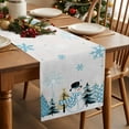 thumbnail image 5 of Light Blue Snowman Cotton Linen Table Runner for Dining Kitchen, Blue Christmas Tree Winter Snowflake Wedding Outdoor Party Tablerunners Decoration, Dresser Scarf Coffee Tablecloth Runners 13"x108", 5 of 9