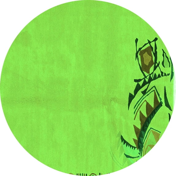 Ahgly Company Indoor Round Abstract Green Modern Area Rugs, 3' Round