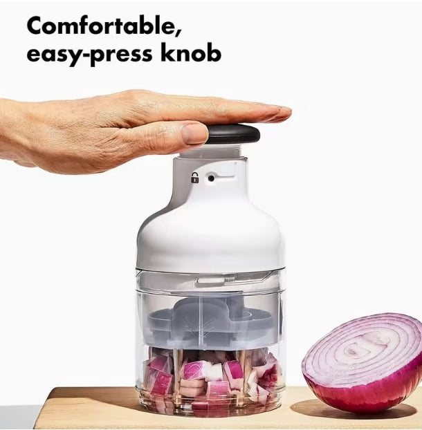 5-in-1 Manual Garlic Press and Food Chopper - Perfect for Onions, Garlic, Nuts, and Vegetables