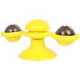 thumbnail image 1 of 1 juguete giratorio para gatos con forma de bola, juguete para rascar y picar, con ventosa y flash, material educativo para gatos, color amarillo, 1 of 6