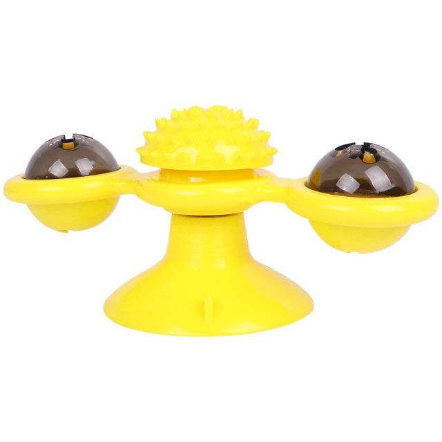 1 juguete giratorio para gatos con forma de bola, juguete para rascar y picar, con ventosa y flash, material educativo para gatos, color amarillo