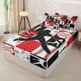 thumbnail image 2 of Homewish Red Black Baseball Patchwork Zipper Twin Comforter Sets with Fitted Sheet and 2 Pillowcases, Sport Zipper Bedding Set for Boys and Girls, Black Reversible, 4-Piece, 2 of 6
