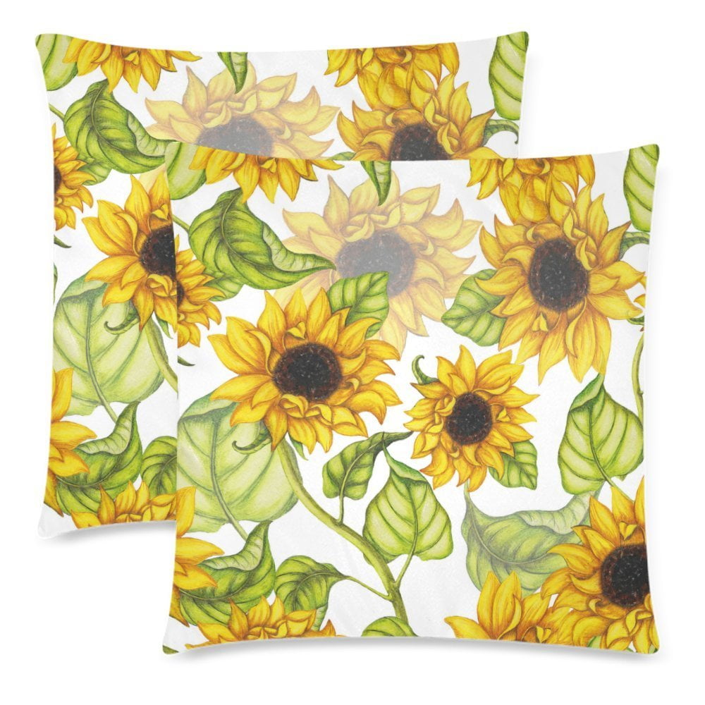 YKCG Summer Sunflower Pattern Pillowcase Throw Pillow Case 18x18 Twin