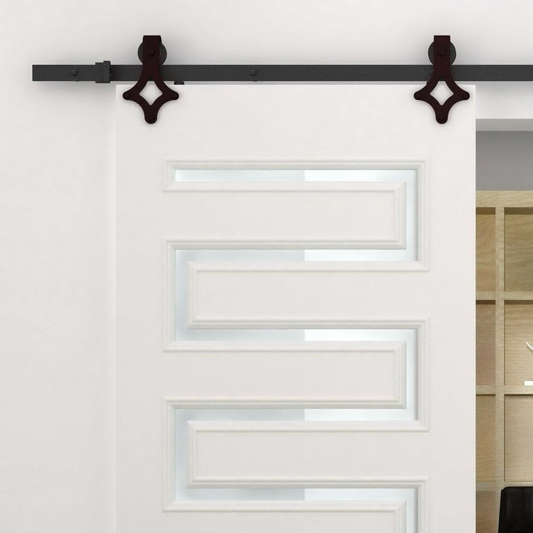 Homcom 6 Modern Interior Sliding Barn Door Hardware Kit Black Carbon Steel Star Com Homcom 6 Modern Interior Sliding Barn, Homcom 6 Sliding Barn Door Hardware Kit White