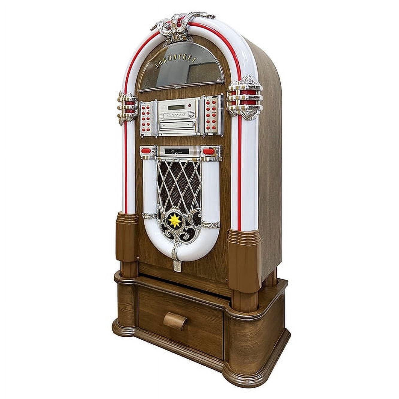 Arkrocket Taurus II Medium Size Jukebox Vinyl Record Player Bluetooth CD Player Retro Turntable Classic (Taurus II + Stand - Oak)