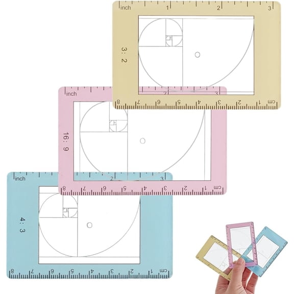 3 Sizes Photo Composition View Finder Tool Portable Golden Spiral Viewfinder Acrylic View Finder Rule