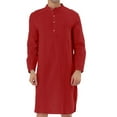 thumbnail image 1 of MAWCLOS Robe Homme Chemises Boutonnées Manches Longues Chemise de Soirée Poche avant Col Rond Hauts Rouge S, 1 of 4