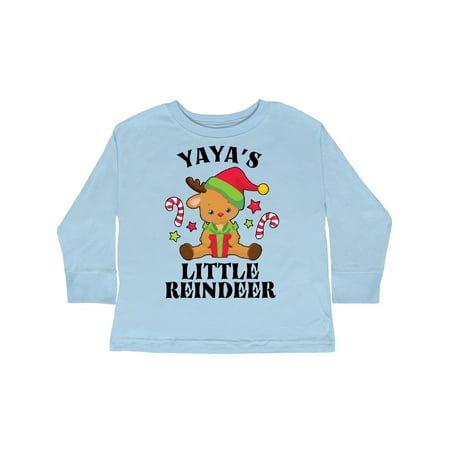 

Inktastic Christmas Yaya s Little Reindeer with Candy Canes Gift Toddler Boy or Toddler Girl Long Sleeve T-Shirt