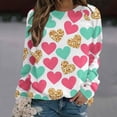 thumbnail image 2 of Valentine's Day Long Sleeve Shirts for Women Trendy Sequin Heart Print Crew Neck Casual Sweatshirts Casual Tunic Tops(Pink,XL), 2 of 4