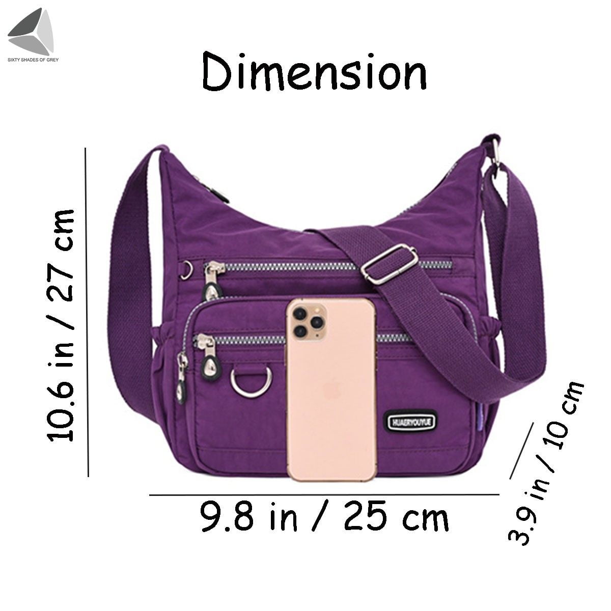 PULLIMORE Womens Waterproof Nylon Crossbody Bag Casual Messenger Bags Travel Shoulder Purse Handbag (Black)