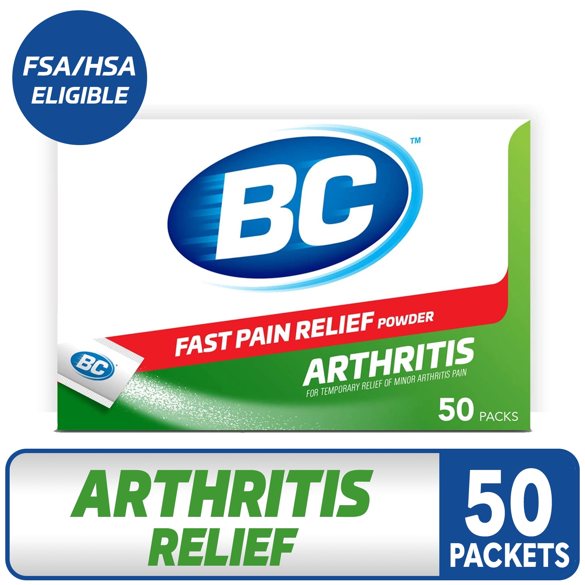 (6 pack) BC Powder Arthritis Pain Reliever, Aspirin Dissolve Packs, 50 Count Powder Packets
