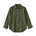 thumbnail image 6 of thefmos Women's Collared Button Front Corduroy Solid Color Jacket Casual Long Sleeve Retro Outerwear Fashion Fall Winter Outfit, Army Green S, 6 of 6
