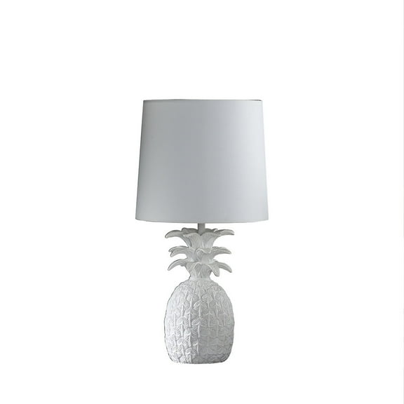 17" In Coastal White Tropical Heahea Pineapple Table Lamp