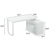 MONSLIPA L Shaped Desk with Storage Shelf and 3 Drawers, 55 Home Office Corner Office Writing Desk Study Workstation Table, White