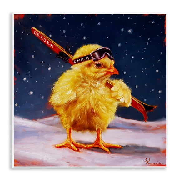 Stupell Industries Chick With Sticks Skiing Wall Plaque Art design by Lucia Heffernan, 12 x 12