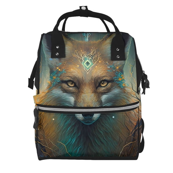 Disketp Vintage Pattern Fox Mochila de Pañales de Gran Capacidad con Múltiples Bolsillos, Mochila de Viaje Multifuncional para Bebé, Unisex, Moderna y Resistente