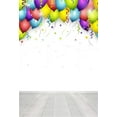 thumbnail image 2 of ABPHOTO 5x7ft Photography Backdrop Happy Birthday Colorful Balloon Ribbon Retro Stripes Wood Floor 1st Birthday Photo Background Backdrops, 2 of 4