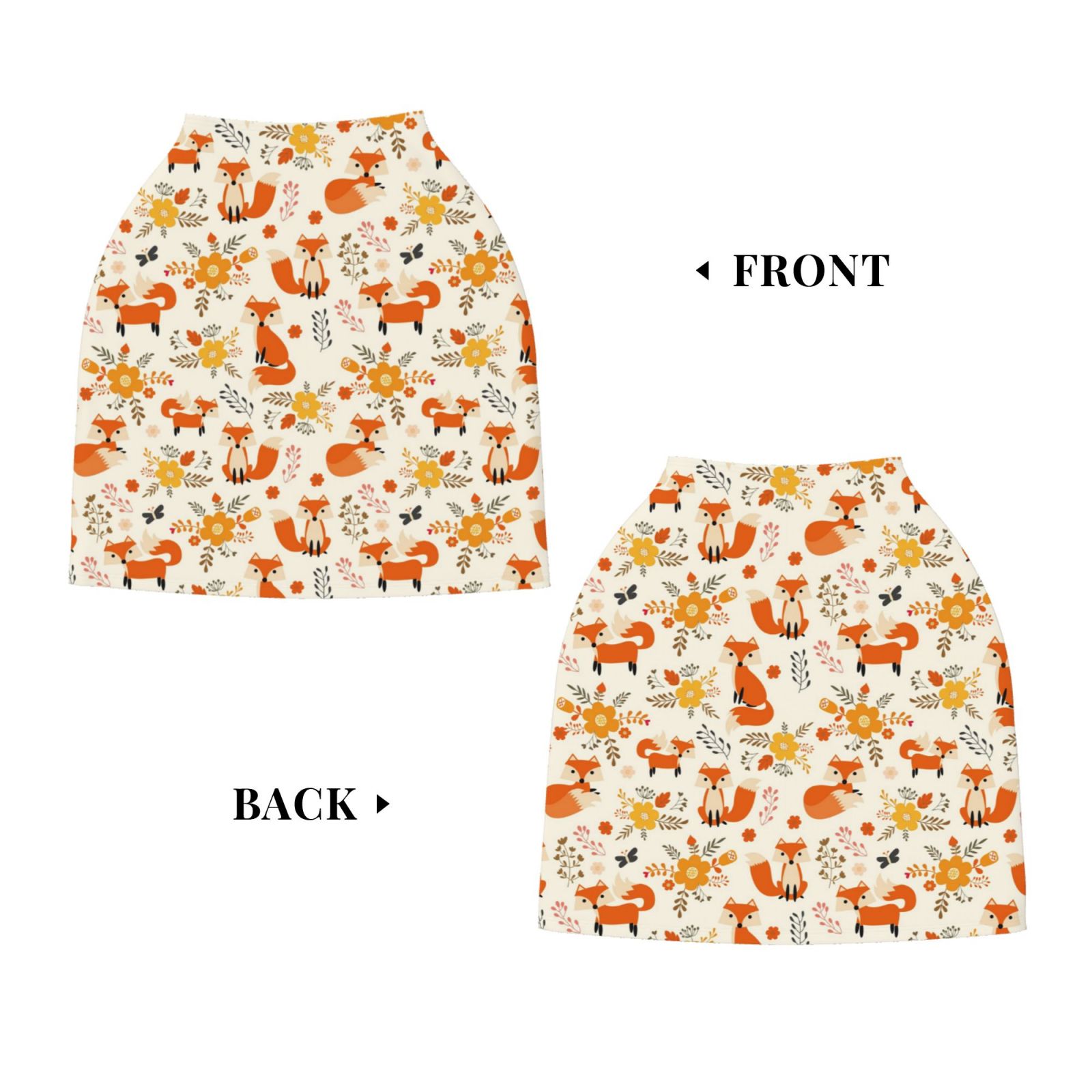 Fotbe Flower Fox Pattern Car Seat Covers for Babies, Nursing Breastfeeding Cover Infant Carseat Canopy, Soft Stretchy Carrier Cover