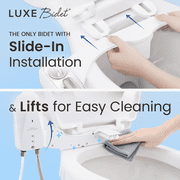 LUXE Bidet NEO 320 PLUS - Only Patented Bidet Attachment for Toilet Seat, Innovative Hinges to Clean, Slide-in Easy Install, Advanced 360° Self-Clean, Warm, Dual Nozzles, Feminine & Rear Wash (White)