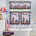 thumbnail image 4 of Independence Day Kitchen Curtains Valances 3 Piece Set, Retro Red Blue USA Flag Floral Star Wood Grain Rod Pocket Tier Curtain and Valance Drapes for Small Window 24 Inch Length for Bedroom Cafe, 4 of 9