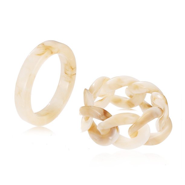 Juego de anillos acrílicos con cuentas de resina para mujer, sistema de Color claro, anillos elásticos, joyería de dedo de compromiso nupcial, nuevo, 2022