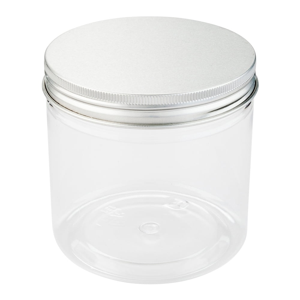 17 oz Round Clear Plastic Candy and Snack Jar with Aluminum Lid 3 1