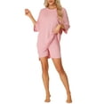 thumbnail image 1 of Conjunto de lounge de gran tamaño para mujeres INSPIRE CHIC, sudaderas de entrenamiento, camiseta con pantalones cortos de ciclista, conjuntos L rosa, 1 of 6