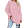 thumbnail image 2 of AherBiu Oversized Tops for Women Long Sleeve Crewneck Fall Casual Loose Stretch Comfy Plain Top Tees Shirts, 2 of 7