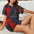 thumbnail image 4 of Balery 2025 New Year 2 Conjunto de Pijama para Mujer con Estampado, Dos Piezas de Manga Corta y Shorts, Ropa de Dormir Suave con Cuello Redondo y Bolsillos-Small, 4 of 6