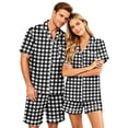 thumbnail image 2 of Matching Outfits for Couples Silk Satin Short Sleeve Button Down Pjs Sleepwear Satin Pajama Shorts Set Soft Loungewear S-Xxxxl(Women), 2 of 5