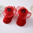 thumbnail image 3 of Princess Newborn Baby Girls Socks Lace Ruffles Frilly Ankle Dress Socks Non-Slip Cotton Socks for Infant Toddler, 3 of 5
