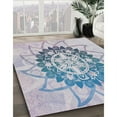 thumbnail image 3 of Ahgly Company Machine Washable Indoor Square Transitional Slate Blue Grey Blue Area Rugs, 5' Square, 3 of 7