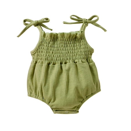 

Elainilye Fashion Toddler Baby Boys Girl Bodysuit Comfortable Solid Color Elastic Sling Romper Jumpsuit Sizes Newborn-24M