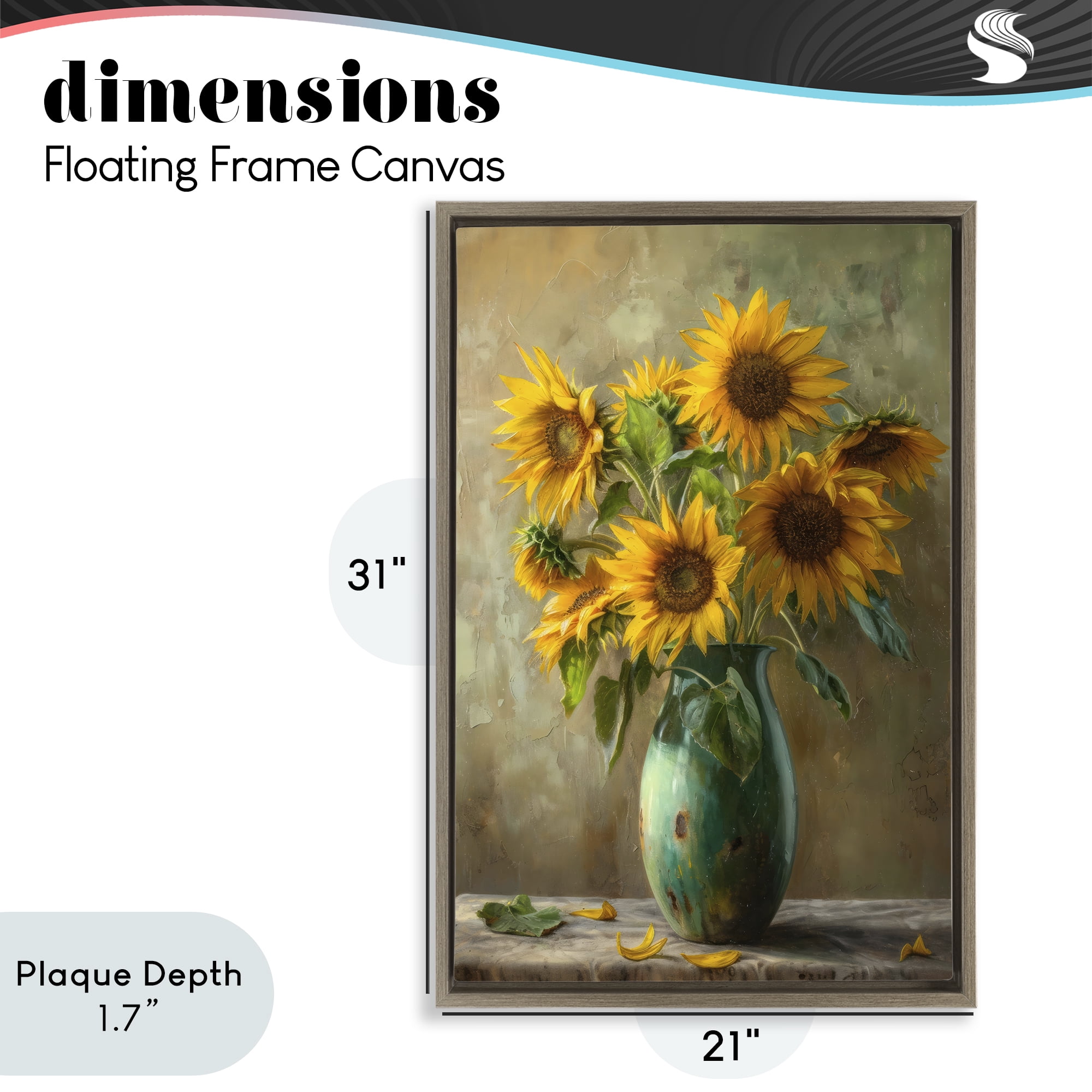 Stupell Industries Moody Sunflower Vase Brown Framed Floater Canvas Wall Art, design by Creative Studio