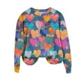 thumbnail image 2 of Craaazy Women's Round Neck Love Heart Printed Valentine's Long Sleeve Tops, 2 of 5