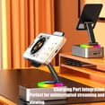 thumbnail image 6 of Wireless Induction Audio Bluetooth Speaker, Bluetooth Audio Power Bracket, 5 in1 Phone Holder Emergency Rechargeable (1500mAh) with Colorful Ambient Light for Tablet iPhone Android (Black), 6 of 6