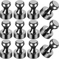 thumbnail image 1 of 12pcs Black Refrigerator Magnets Small Strong Magnets Whiteboard Office Classroom Map Kitchen Accessories Office Supplies, 1 of 5