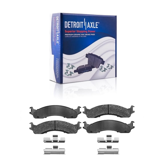Detroit Axle - Front 2pc Brake Pads for Dodge B2500 B3500 Ram 2500 3500 Van Ford F-250 F-350 E-250 Econoline Club Wagon E-350, 2 Ceramic Brake Pads w/ Hardware Replacement