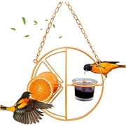 Trianu Oriole Bird Feeder, Hanging Metal Bird Feeder, Detached Bowl Design, Orange Fruit Feeder, Great for Garden, Outdoor, Gift