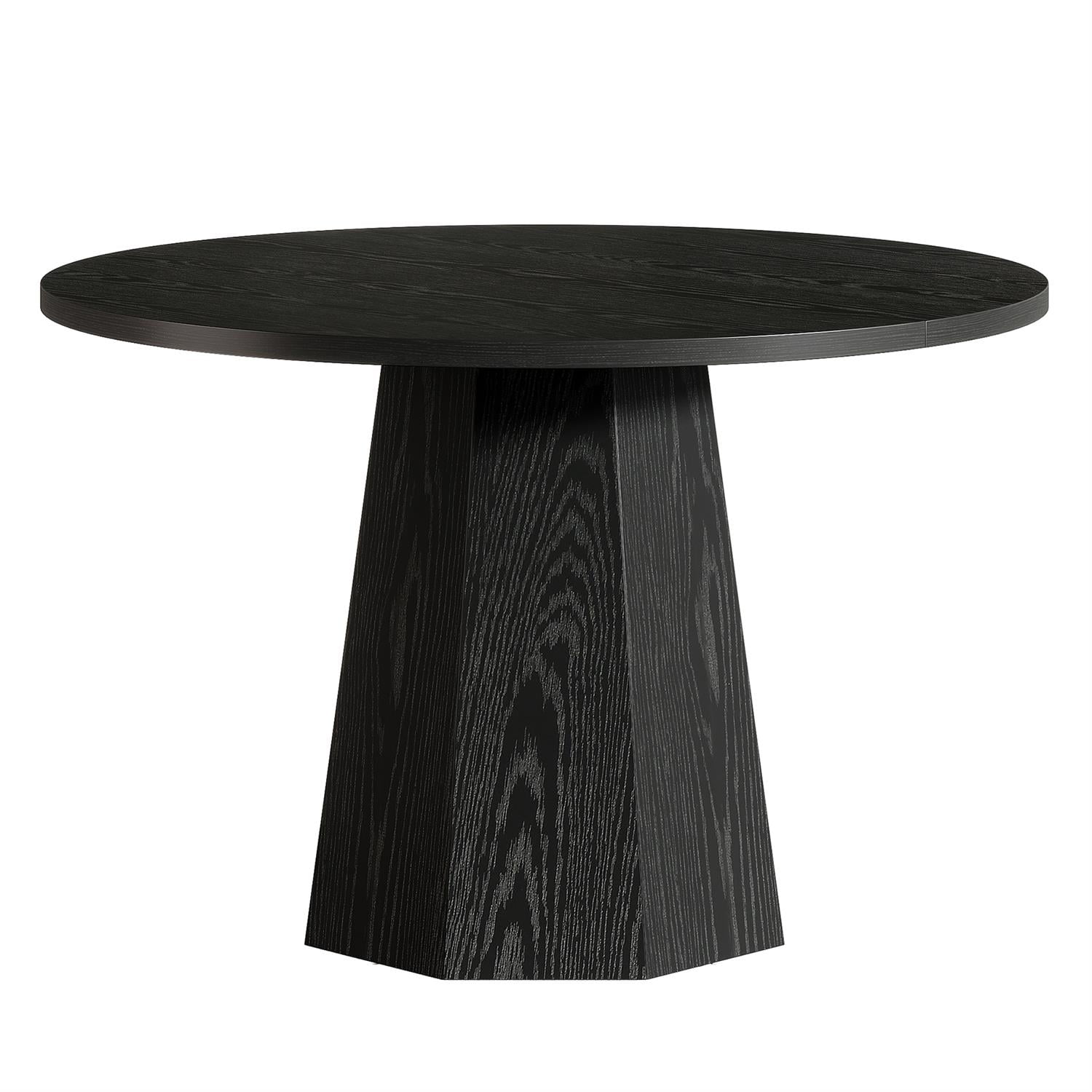 Demi Bonn 46" Modern Round Table witj Sleek Pedestal Base for Conference & Dining, Black