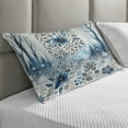 thumbnail image 2 of Ambesonne Winter Blue Quilted Pillowcover, Frosty Flowers Leopard, 30" x 20", Slate Blue Pale Tan and White, 2 of 2