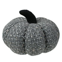 Northlight Knitted Fall Harvest Pumpkin - 7.5" - Gray and Black