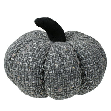 Northlight Knitted Fall Harvest Pumpkin - 7.5" - Gray and Black