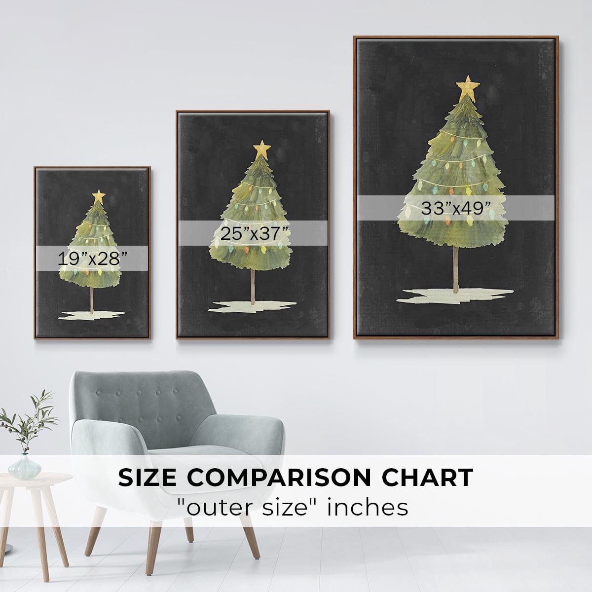 Christmas Glow I - Framed Gallery Wrapped Holiday Canvas - 17 x 25 - Rosewood Frame