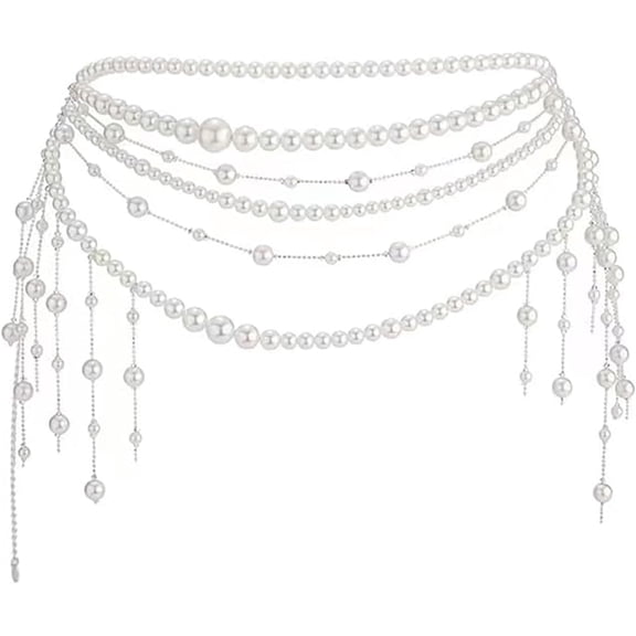 Elegant Pearl Waist Chain Belt for Women-Pearl Belt, Body Chain,Tassel Design, Perfect for Bridal and Wedding Dresses