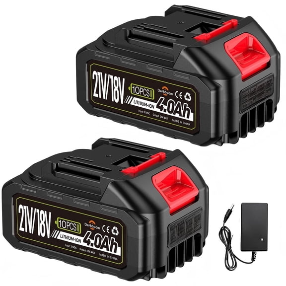 2 pcs Batteries Replacement for Makita, 4.0Ah 4000mAh battery for 18V 20V 21V power tools with a Battery Charger, Battery Compatible with Makita 18V tools,Leaf Blower,weed wacker,Chainsaw,Power washe