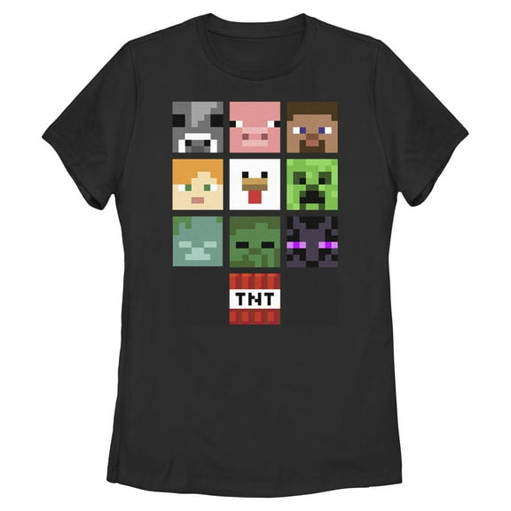 Womens Minecraft Characters Pixel Icons T Shirt