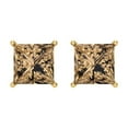 thumbnail image 3 of Clara Pucci 4Ct Champagne Princess Cut VVS1 Screw Back Stud 18k Solid hypoallergenic Gold Designer Earrings For April, 3 of 7