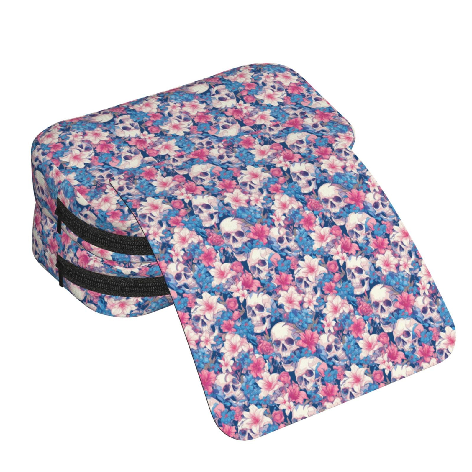 Rateoe Skull Pattern Double Clamshell Pen Case, Storage Organizer with Two Zipper Compartments– Holds Up to 50 Pencils & Pens